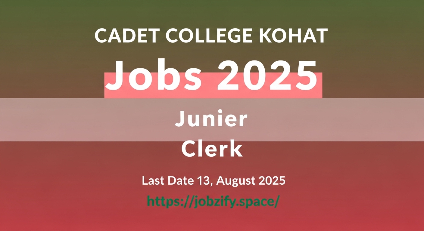 Junior Clerk Best Opportunity at Cadet College Kohat 2025